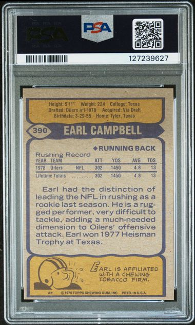 Graded 1979 Topps Earl Campbell #390 Rookie RC Football Card PSA 6 EX-MT