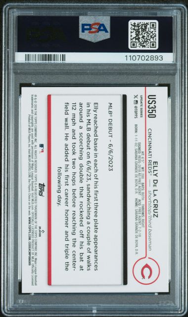 Graded 2024 Topps Update Elly De La Cruz #US350 Rookie RC Baseball Card PSA 10 Gem Mint