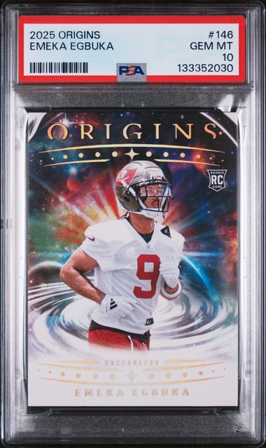 Graded 2025 Panini Origins Emeka Egbuka #146 Rookie RC Football Card PSA 10 Gem Mint