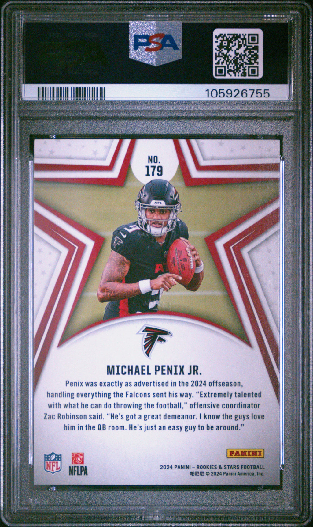 Graded 2024 Panini Rookies & Stars Michael Penix Jr #179 Longevity Rookie RC Football Card PSA 10 Gem Mint
