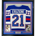 Framed Autographed/Signed Mike Eruzione 35x39 White 1980 Miracle On Ice United States Hockey Jersey JSA COA