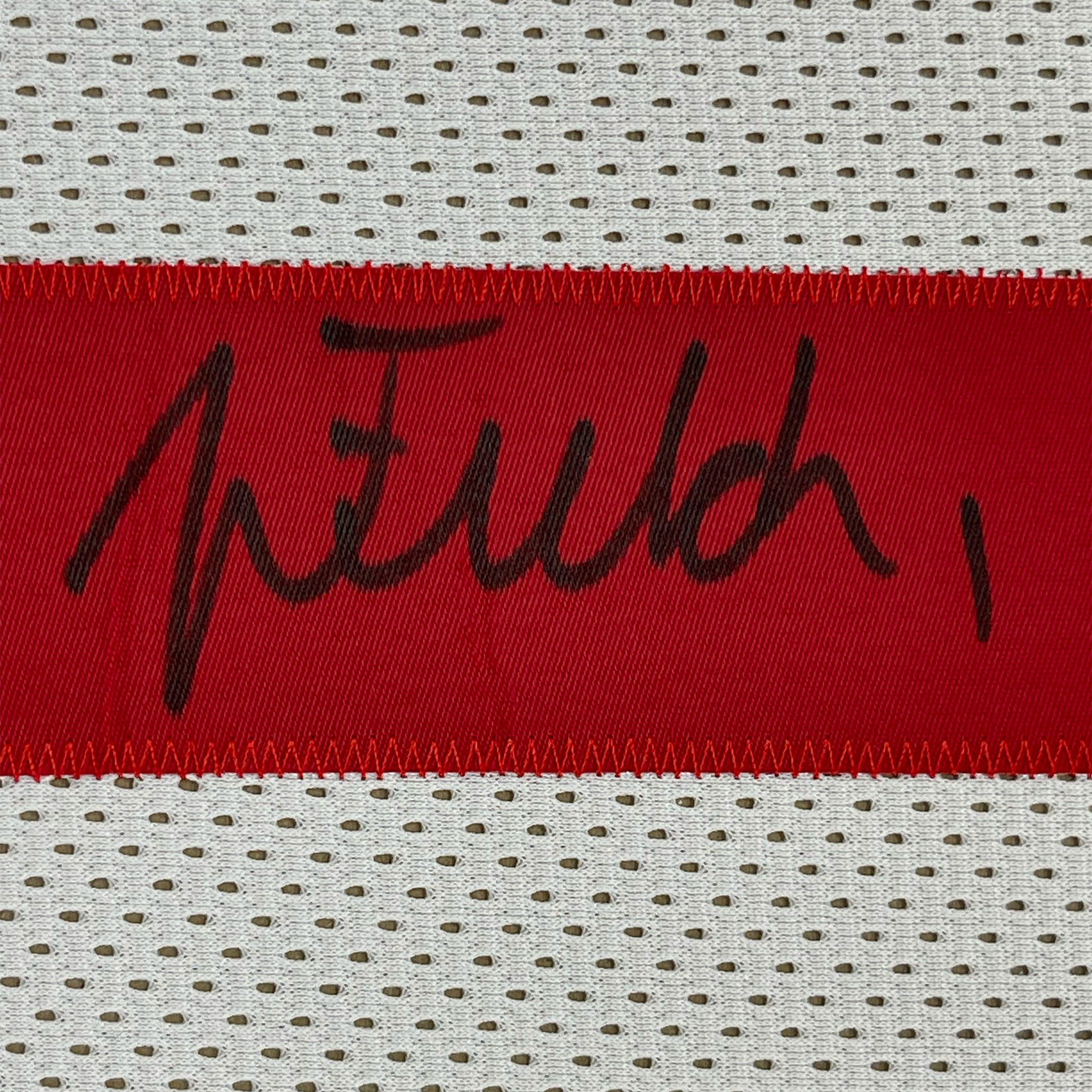 Framed Autographed/Signed Justin Fields 35x39 Ohio State White College Football Jersey Beckett BAS COA