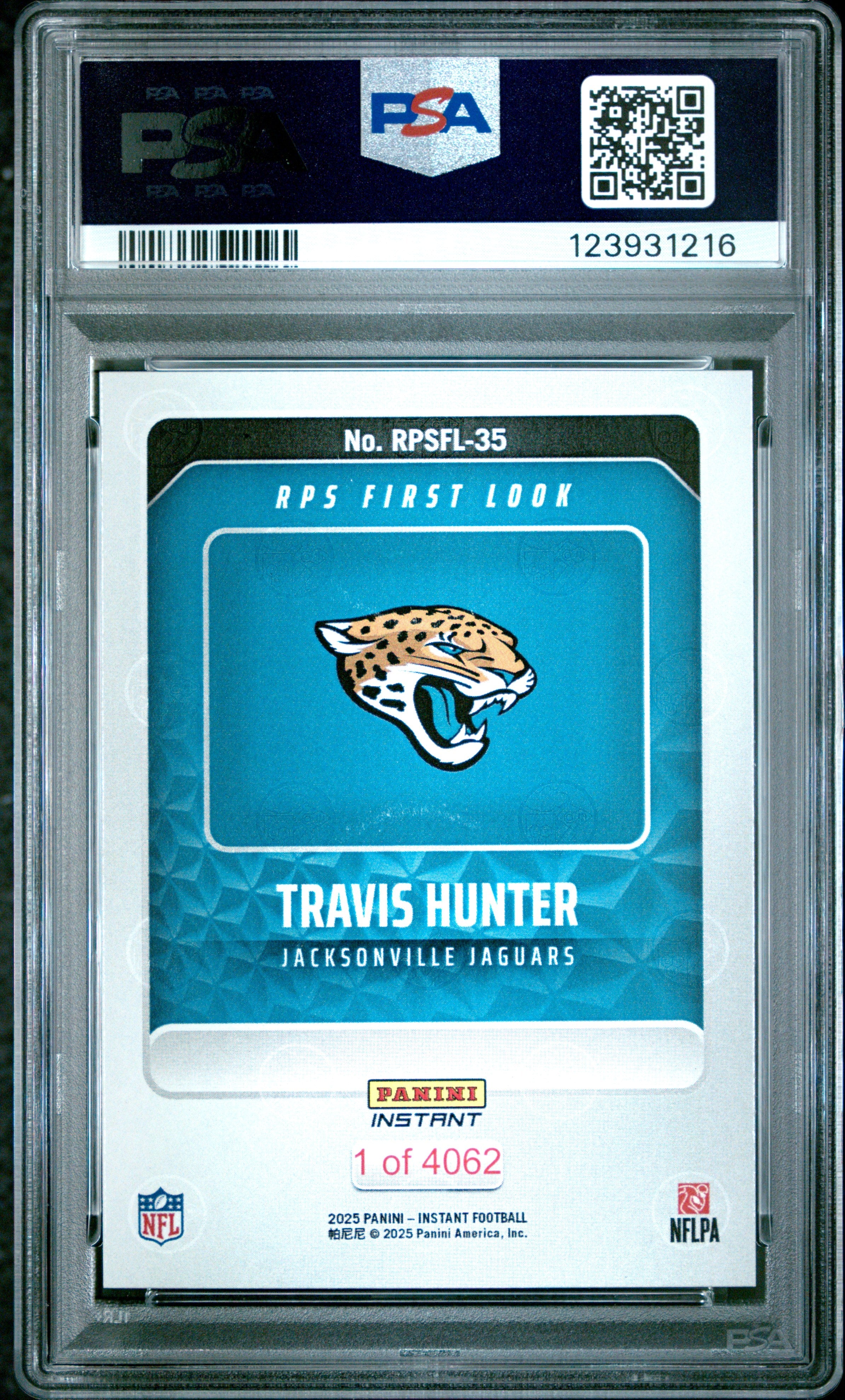 Graded 2025 Panini Instant Travis Hunter #RPSFL35 RPS First Look Rookie RC Football Card PSA 10 Gem Mint