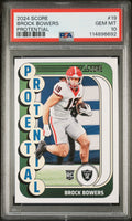 Graded 2024 Panini Score Brock Bowers #19 Protential Rookie RC Football Card PSA 10 Gem Mint