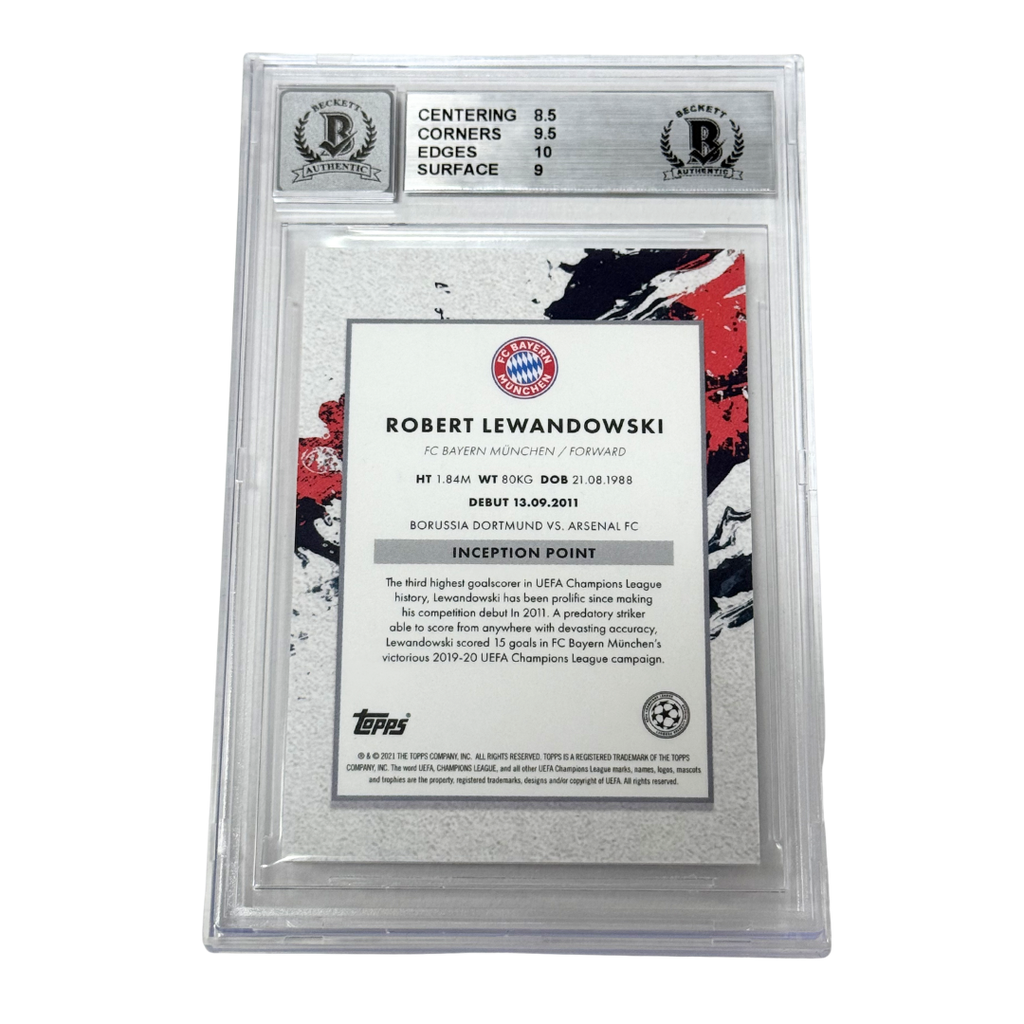 Robert Lewandowski Signed 2020-21 Topps Inception UCL - BGS 9 AUTO 10