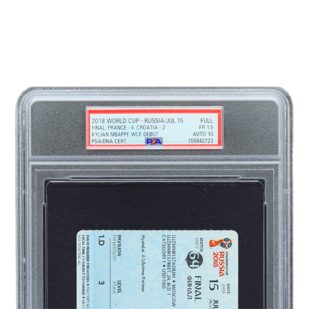 Kylian Mbappe Signed 2018 World Cup Final Official Ticket - PSA 1.5 AUTO 10