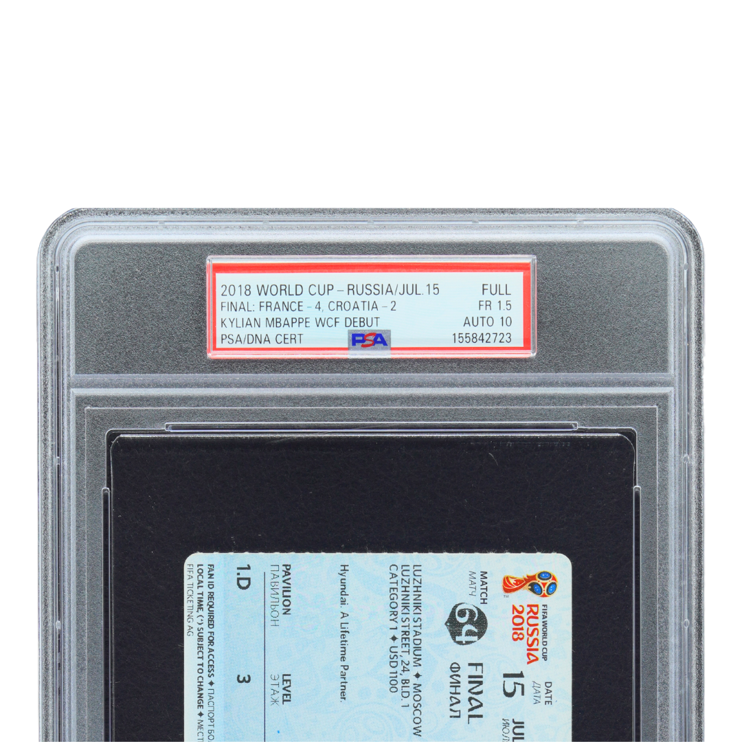 Kylian Mbappe Signed 2018 World Cup Final Official Ticket - PSA 1.5 AUTO 10