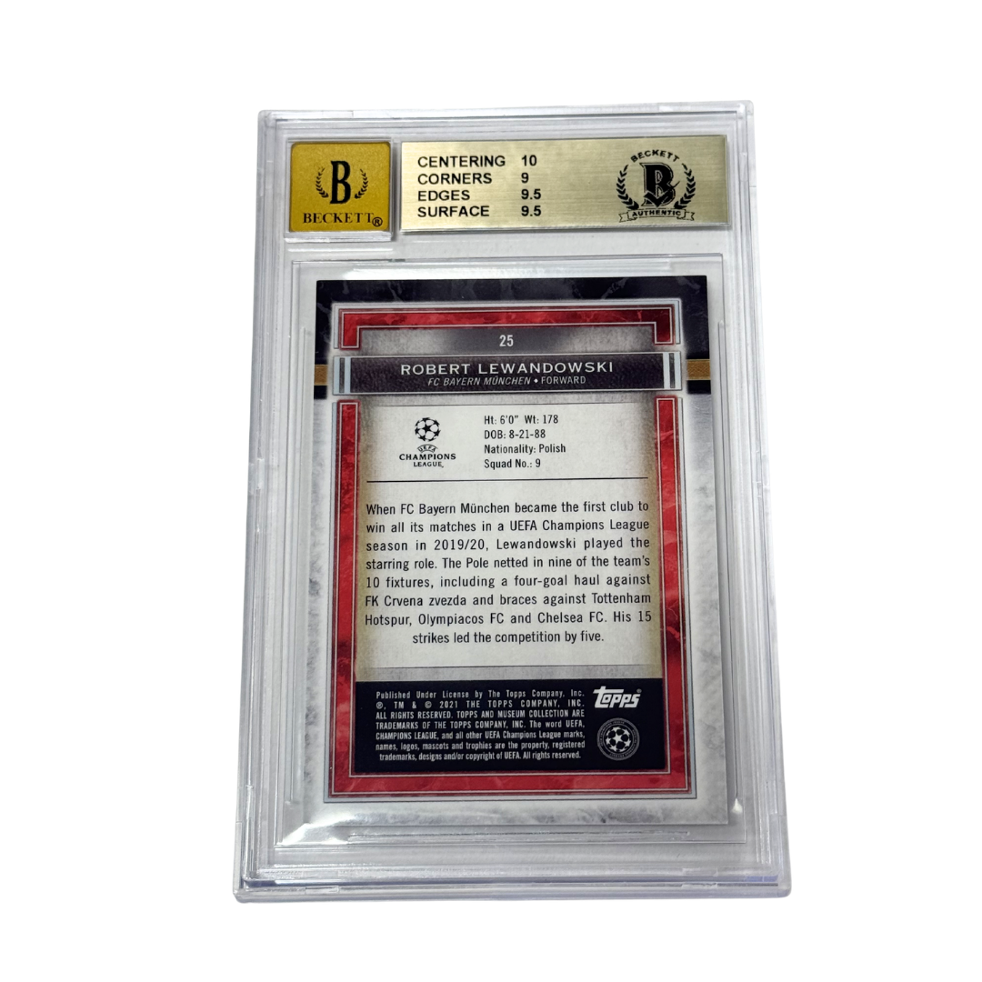Robert Lewandowski Signed 2020-21 Topps Museum UCL Gold /50 - BGS 9.5 AUTO 10