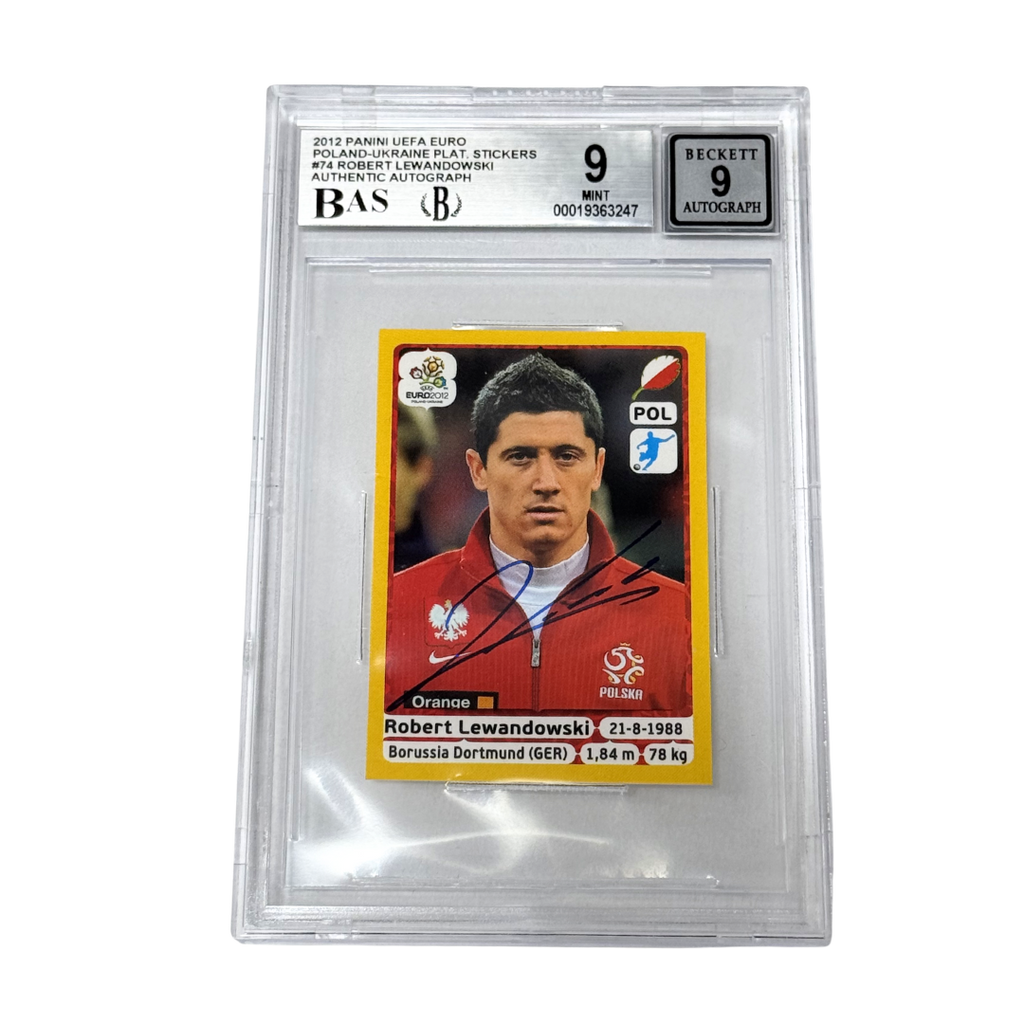 Robert Lewandowski Signed 2012 Panini EURO Platinum Edition Sticker - BGS 9