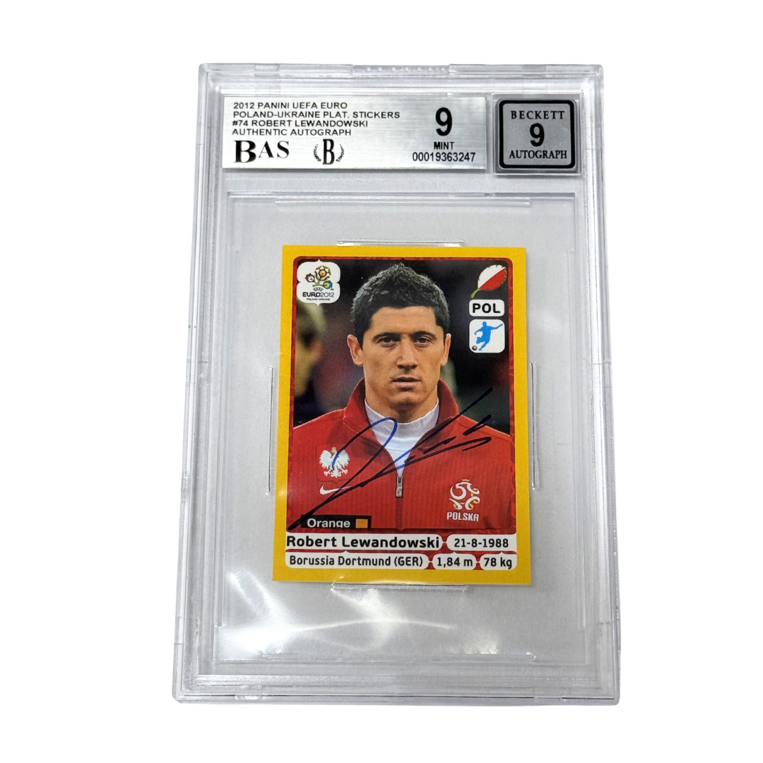 Robert Lewandowski Signed 2012 Panini EURO Platinum Edition Sticker - BGS 9