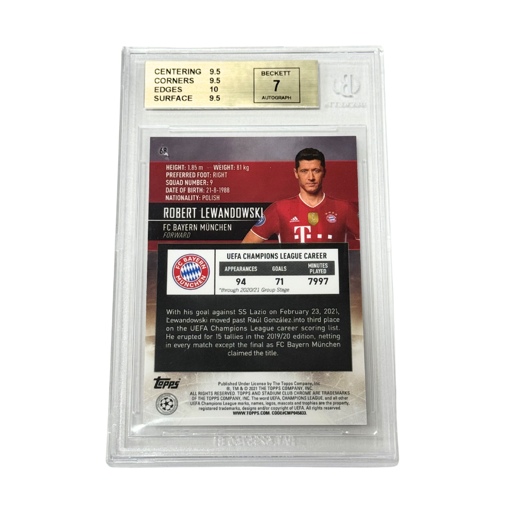Robert Lewandowski Signed 2020-21 Topps Stadium Club Chrome UCL - BGS 9.5