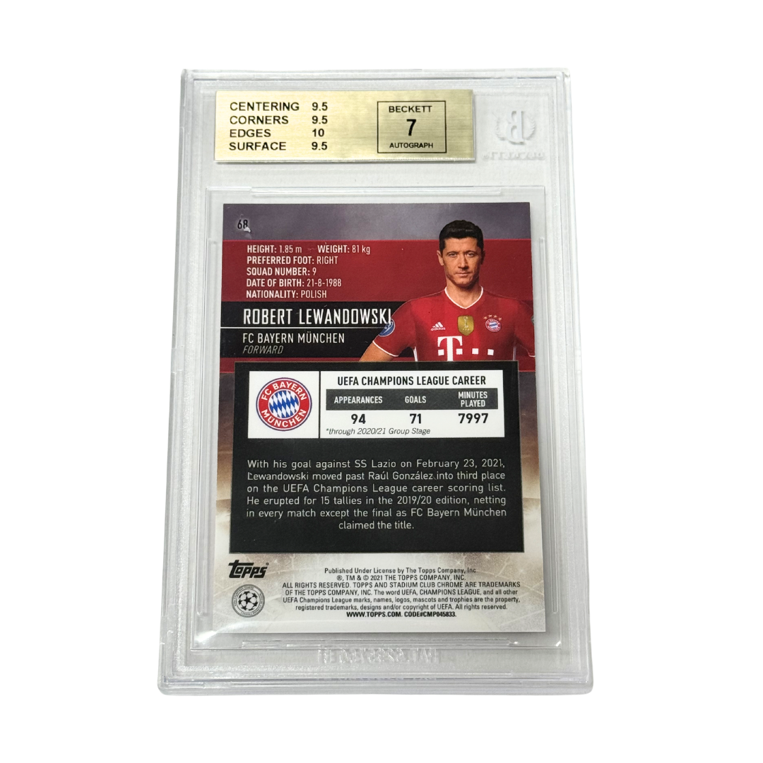 Robert Lewandowski Signed 2020-21 Topps Stadium Club Chrome UCL - BGS 9.5