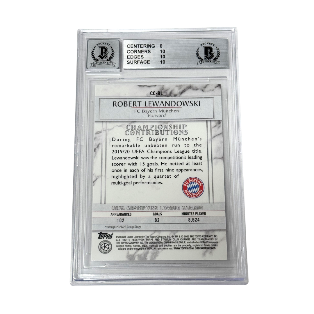 Robert Lewandowski Signed 2021-22 Topps Stadium Club Chrome UCL - BGS 8.5