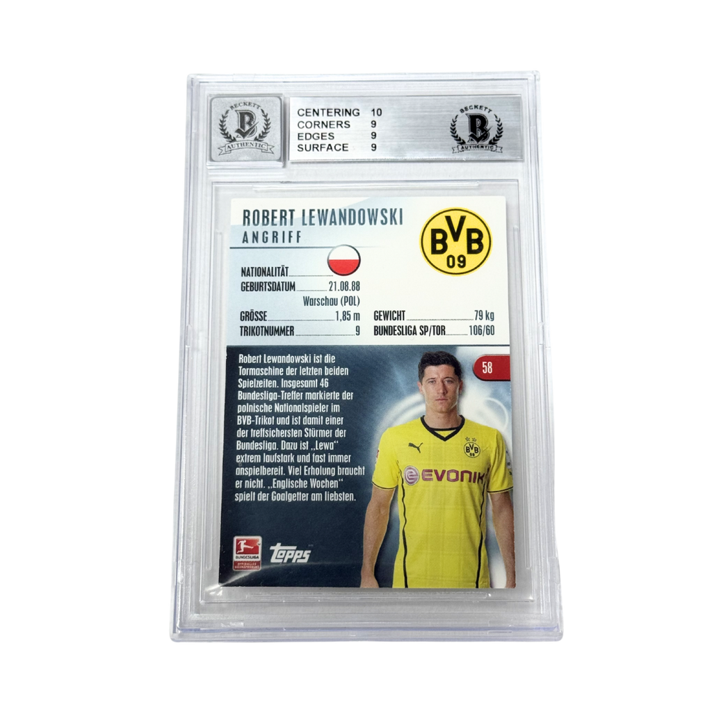 Robert Lewandowski Signed 2013-14 Topps Chrome Bundesliga #58 - BGS 9 AUTO 10