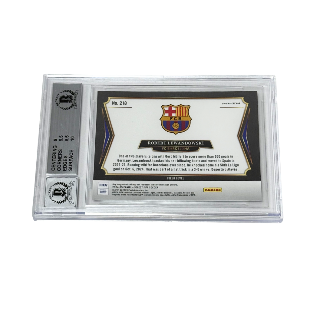 Robert Lewandowski Signed 2024-25 Panini Select FIFA Zebra - BGS 9 AUTO 9