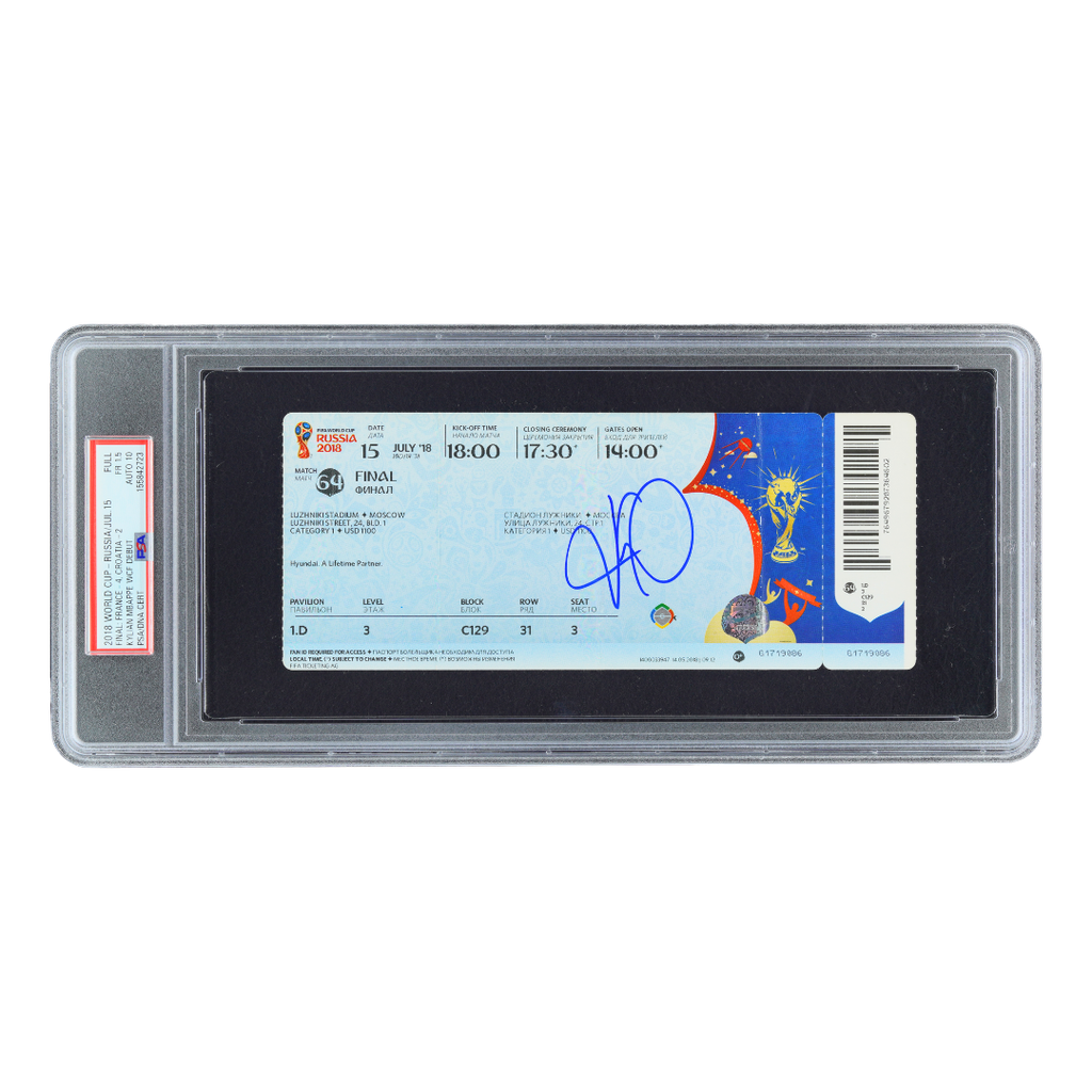 Kylian Mbappe Signed 2018 World Cup Final Official Ticket - PSA 1.5 AUTO 10