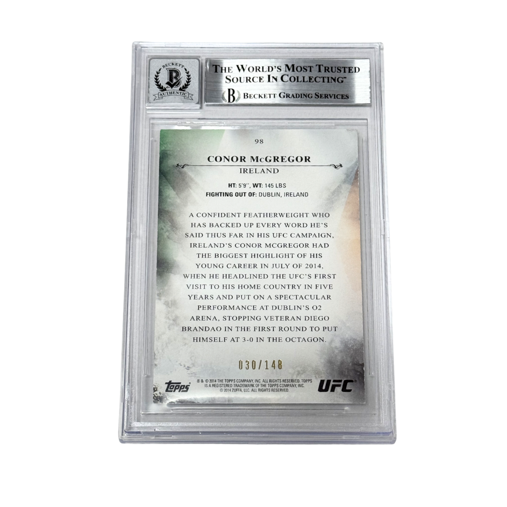 Conor McGregor Signed 2014 Topps UFC Bloodlines Flag Parallel /148 - BGS AUTO 10