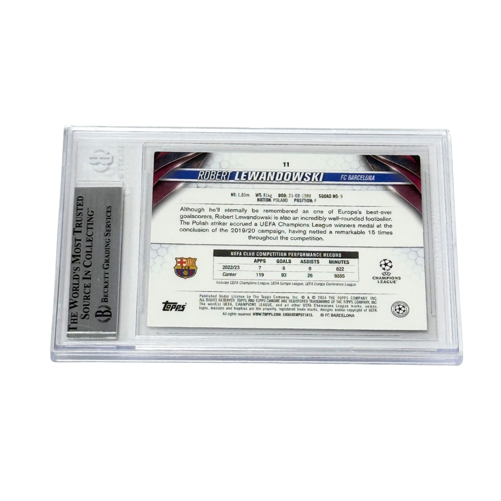 Robert Lewandowski Signed 2023-24 Topps Chrome UCC #11 - BGS Authentic