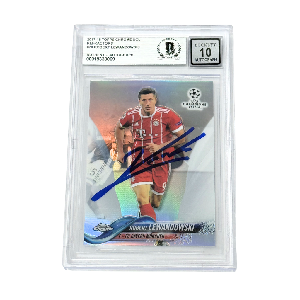Robert Lewandowski Signed 2017-18 Topps Chrome UCL Refractor - BGS 10 AUTO
