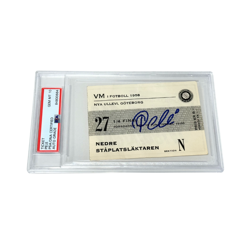 Pele Signed 1958 World Cup Quarter Final Ticket - PSA Auto 10