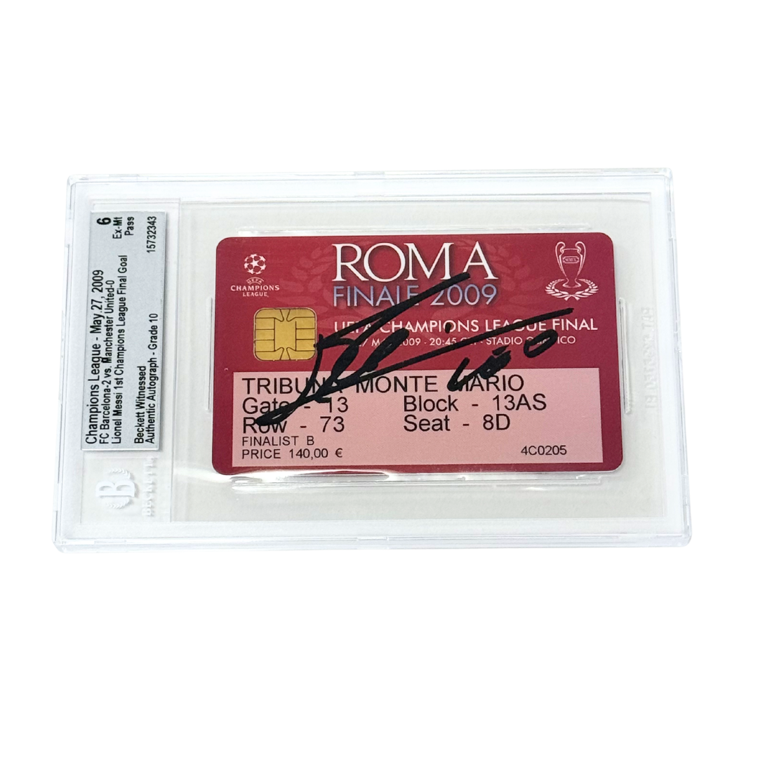 Lionel Messi Signed 2009 First UCL Goal Ticket - BGS 6