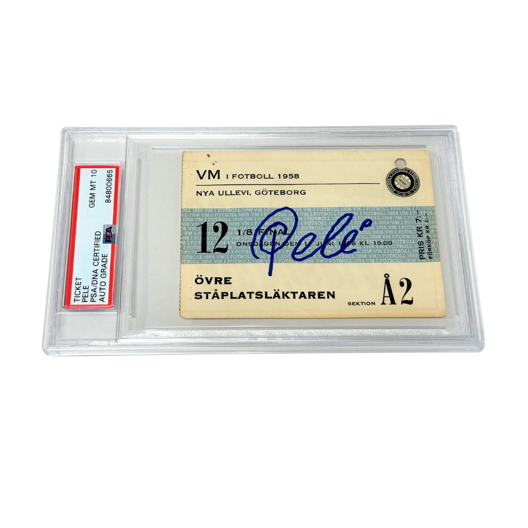 Pele Signed 1958 World Cup Ticket June 12th - PSA Auto 10