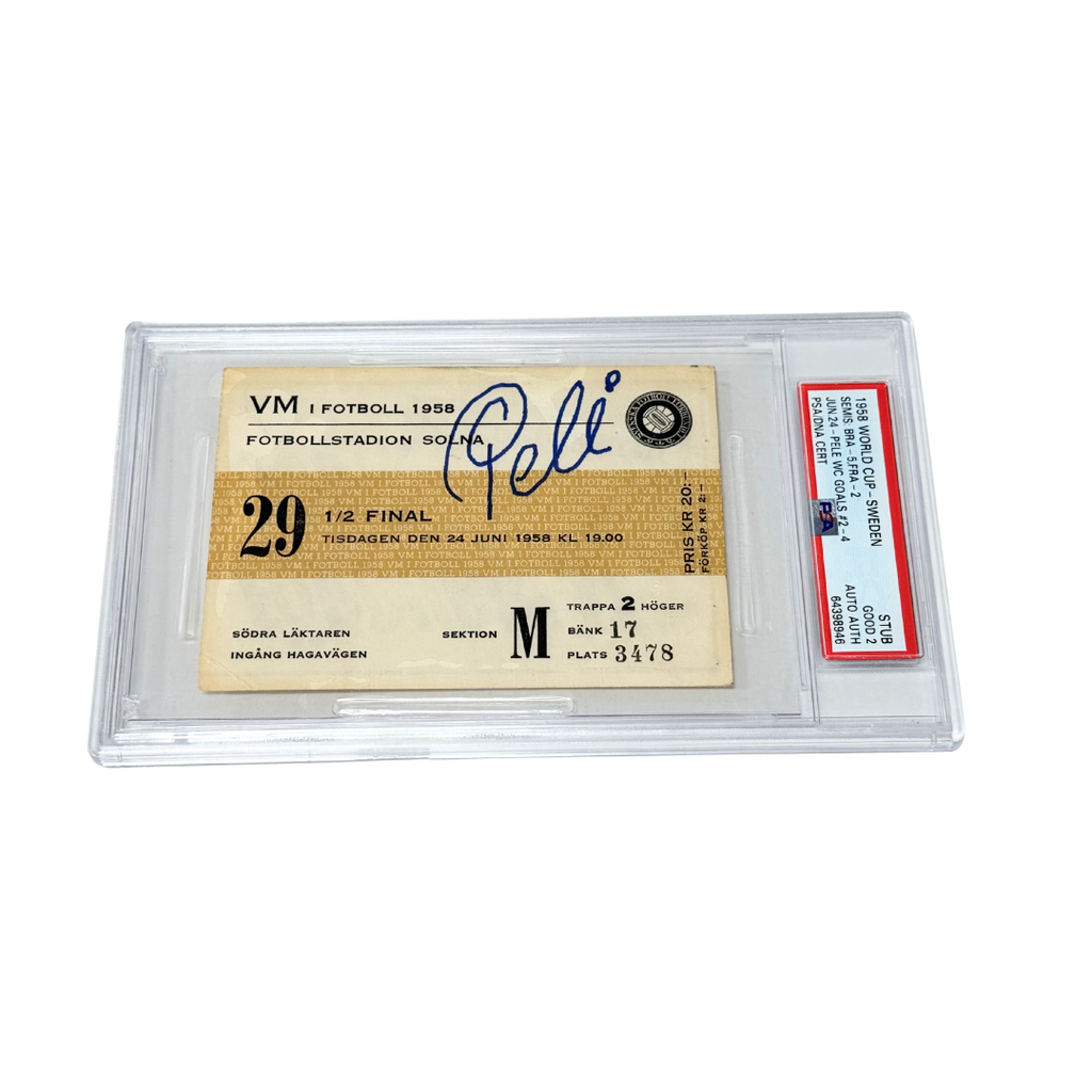 Pele Signed 1958 World Cup Semi Final Ticket - PSA 2