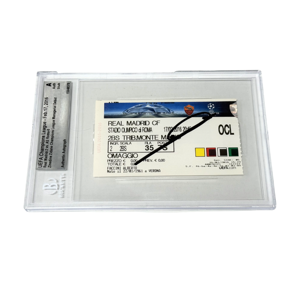 Zinedine Zidane Signed 2016 Champions League Managerial Debut Ticket - BGS Authentic