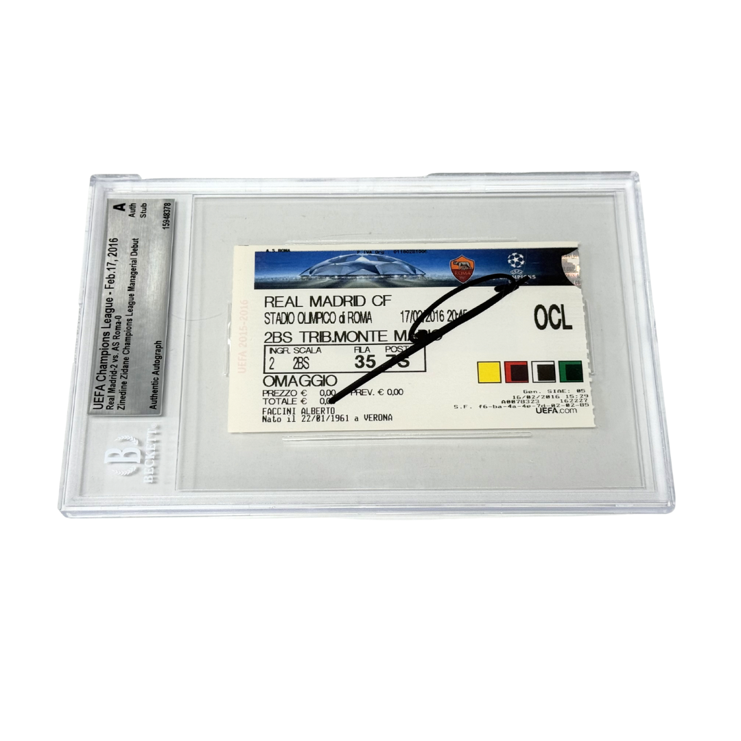 Zinedine Zidane Signed 2016 Champions League Managerial Debut Ticket - BGS Authentic