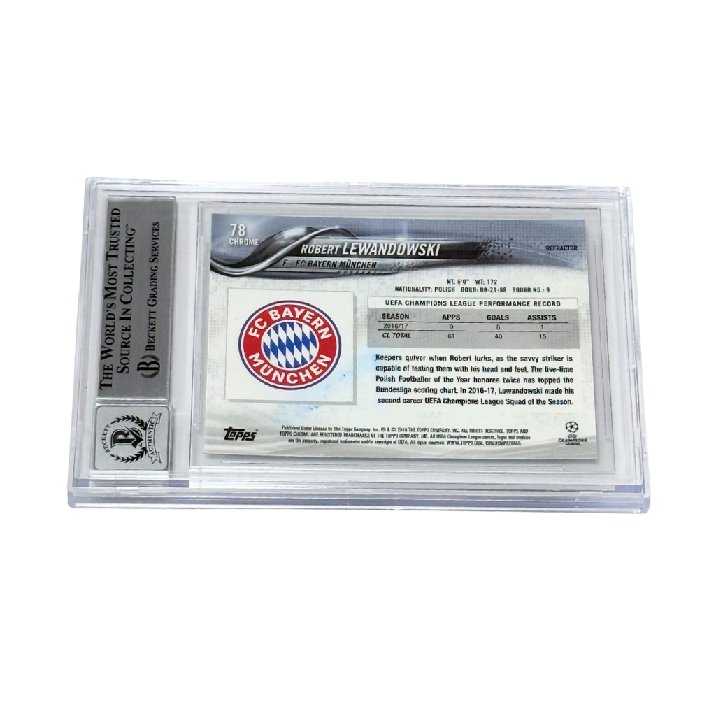 Robert Lewandowski Signed 2017-18 Topps Chrome UCL Refractor - BGS 10 AUTO