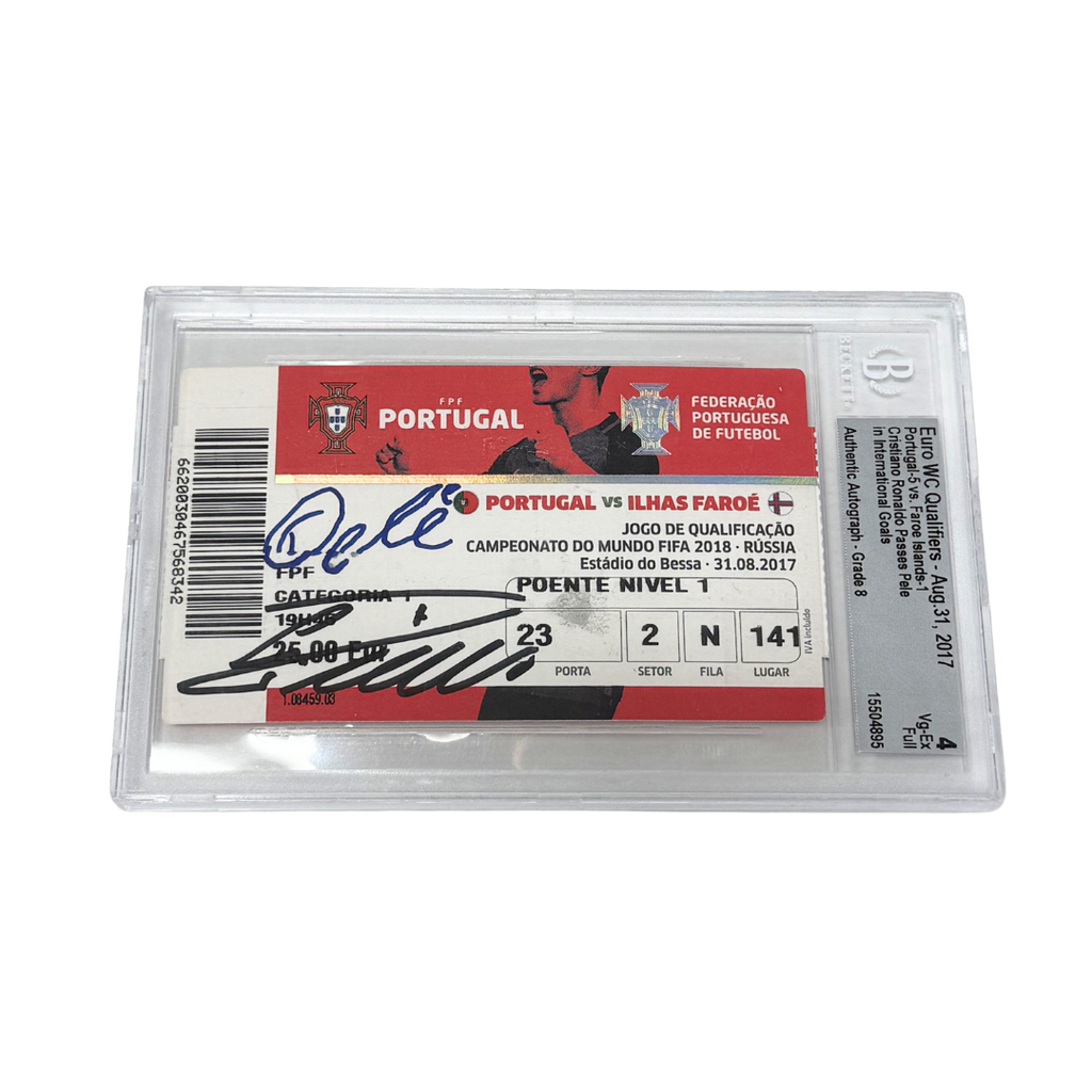 Cristiano Ronaldo & Pele Signed 2017 Ticket CR7 Passes Pele on Goals - BGS 4