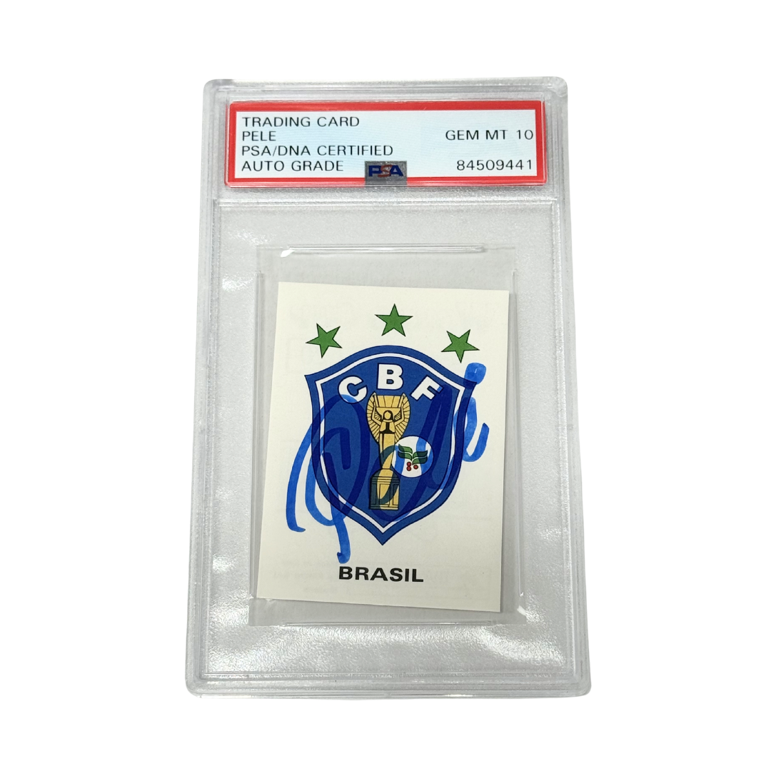 Pele Signed World Cup Brazil Sticker #20 - PSA Auto 10