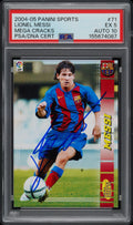 Lionel Messi Signed 2004 Panini Megacracks #71 Rookie Card - PSA 5 AUTO 10