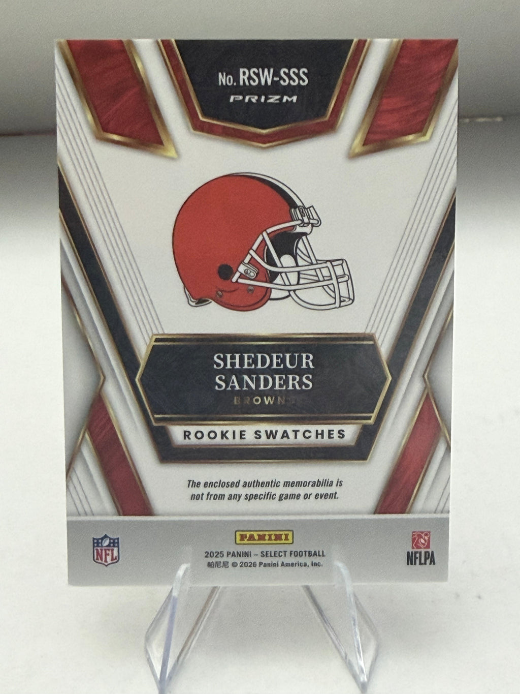 Shedeur Sanders - 2025 Select Football - Rookie Swatches Patch