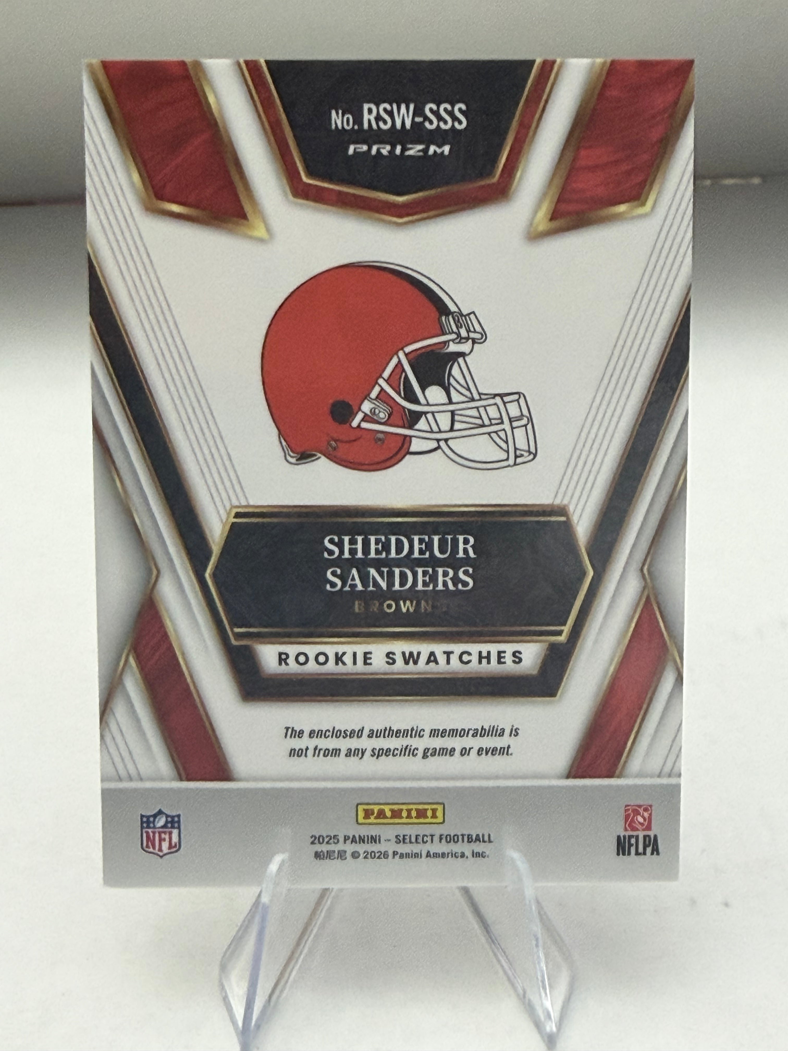 Shedeur Sanders - 2025 Select Football - Rookie Swatches Patch