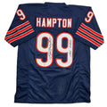 Autographed/Signed Dan Hampton HOF 2002 Chicago Blue Football Jersey Beckett BAS COA