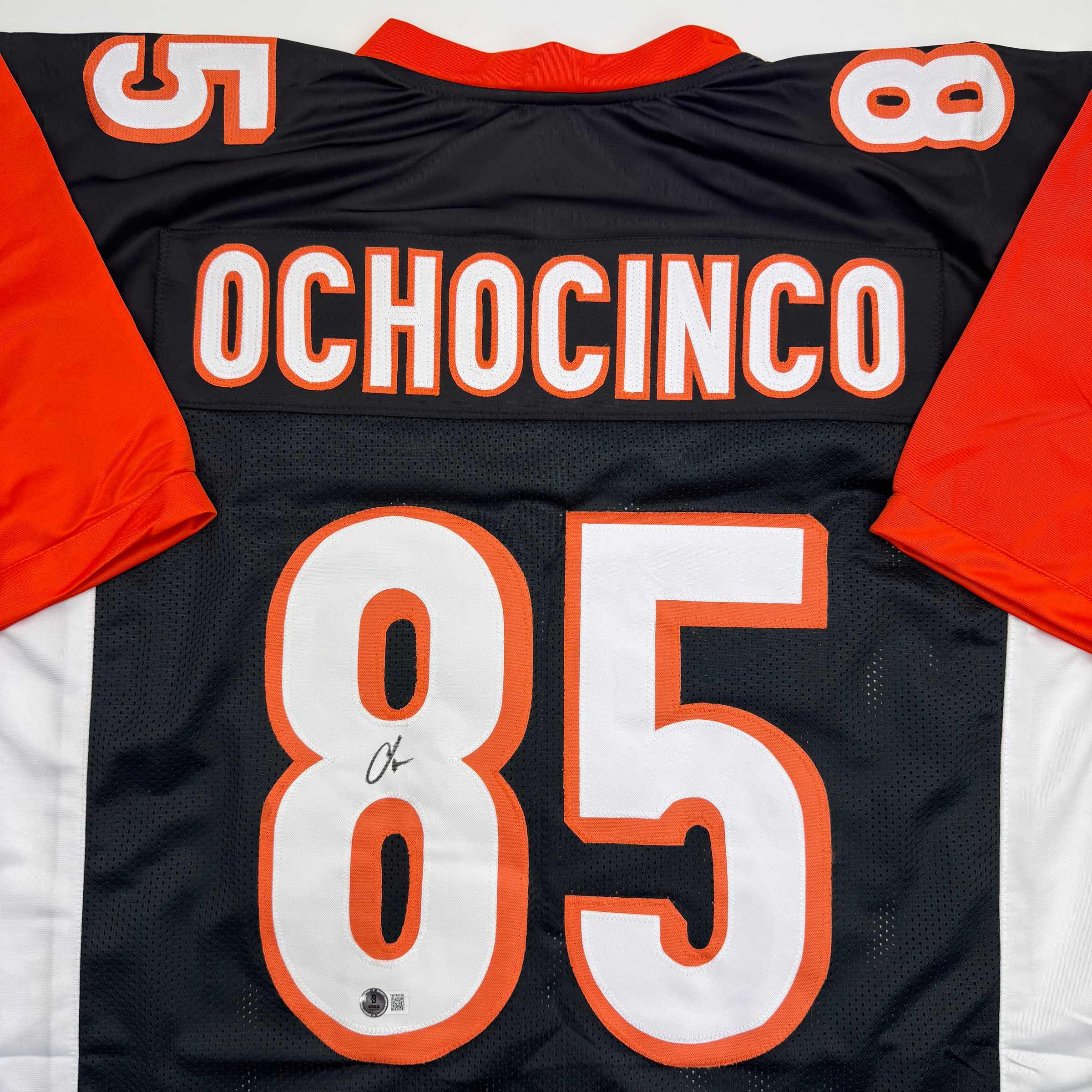 Autographed/Signed Chad Ochocinco (Johnson) Cincinnati Black Football Jersey Beckett BAS COA