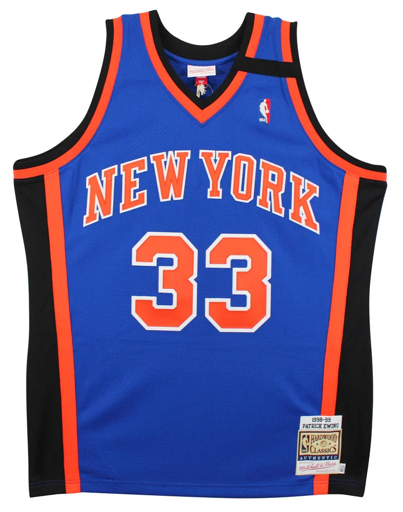 Knicks Patrick Ewing Signed Blue M&N 1998-99 HWC Authentic Jersey BAS