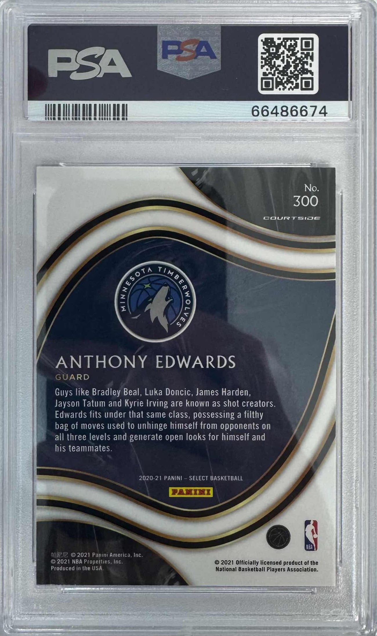 Graded 2020-21 Panini Select Anthony Edwards #300 Blue Retail Rookie RC Basketball Card PSA 10 Gem Mint