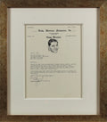 Rocky Marciano Signed & Framed 1969 Typed Letter with PSA COA