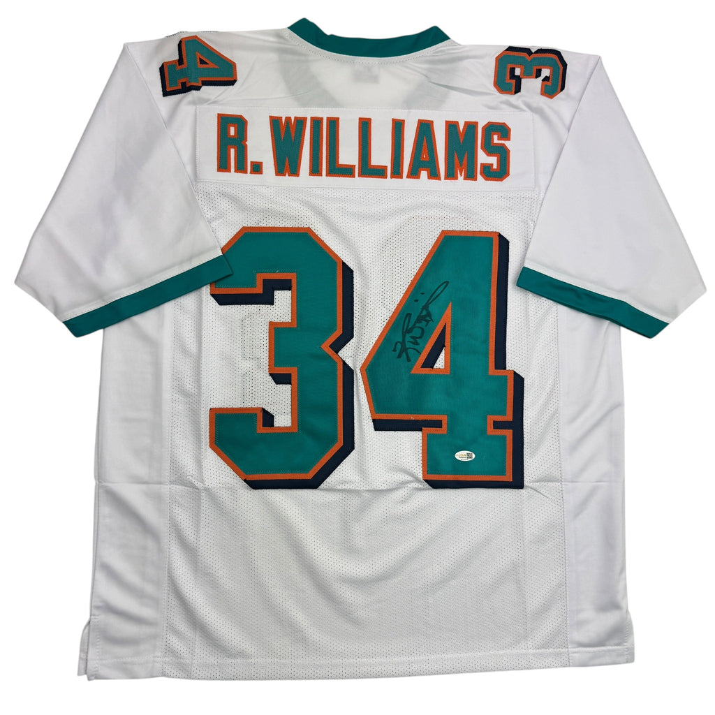 Autographed/Signed Ricky Williams Miami White Football Jersey JSA COA
