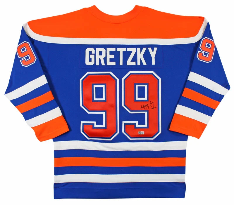 Oilers Wayne Gretzky Signed Blue 1986-87 Vintage Hockey M&N Jersey BAS