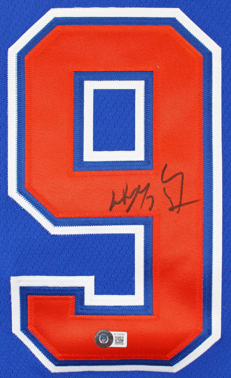 Oilers Wayne Gretzky Signed Blue 1986-87 Vintage Hockey M&N Jersey BAS