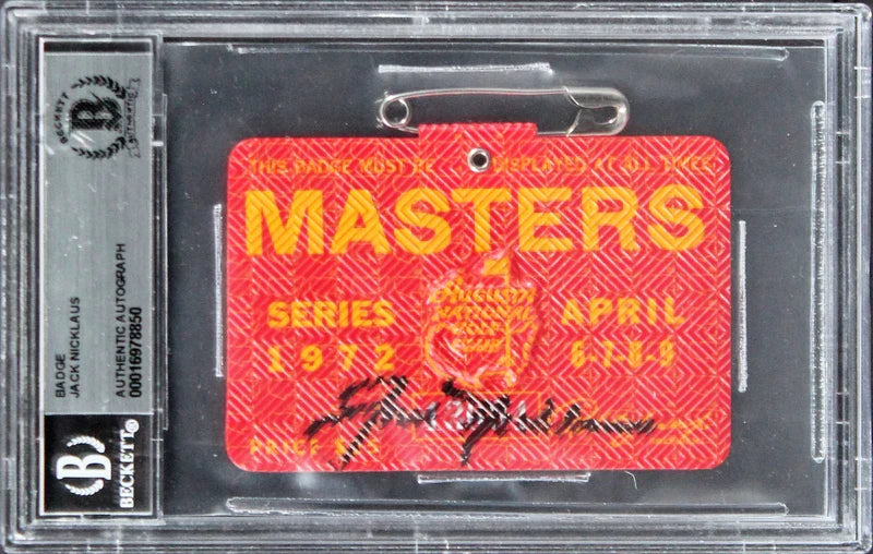 ack Nicklaus Signed 1972 Masters Augusta National Badge Ticket BAS