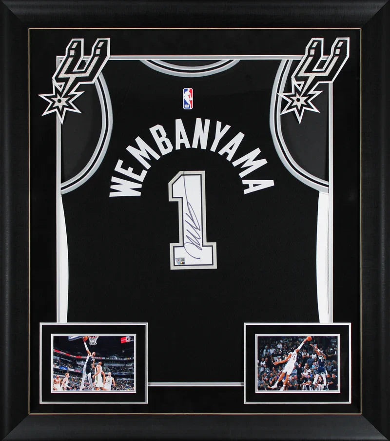 Spurs Victor Wembanyama Signed Black Nike Icon Edition Framed Jersey Fanatics