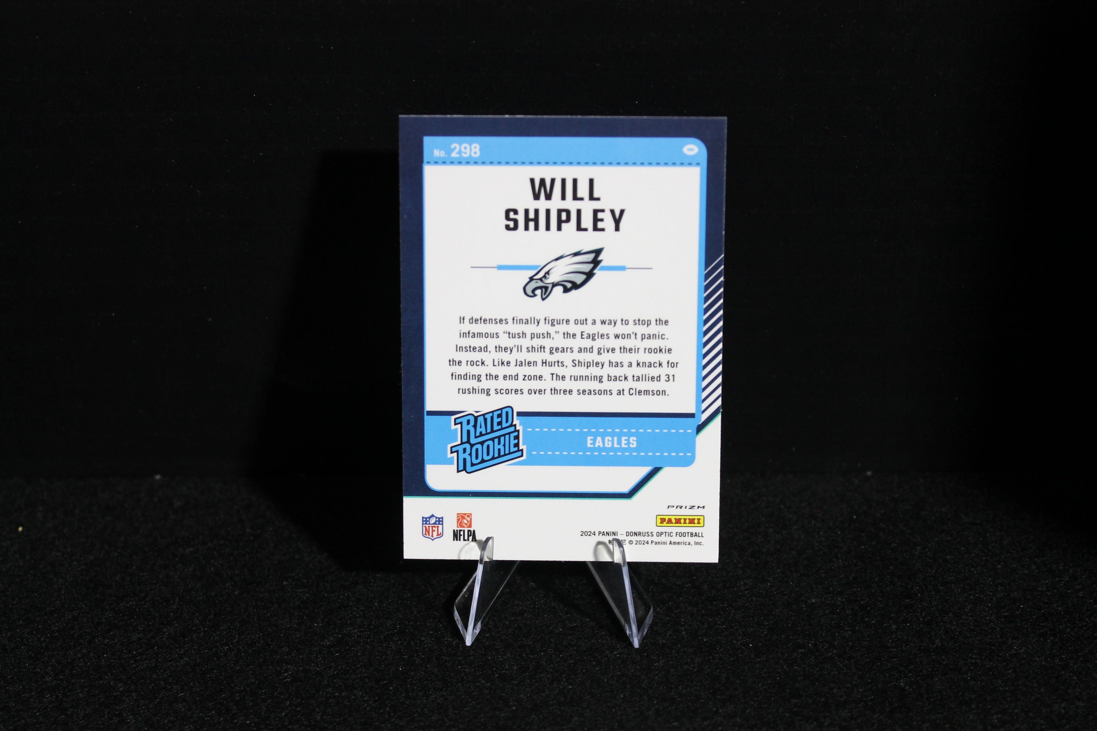Will Shipley - 2024 Donruss Optic - Purple Shock - Rated Rookie