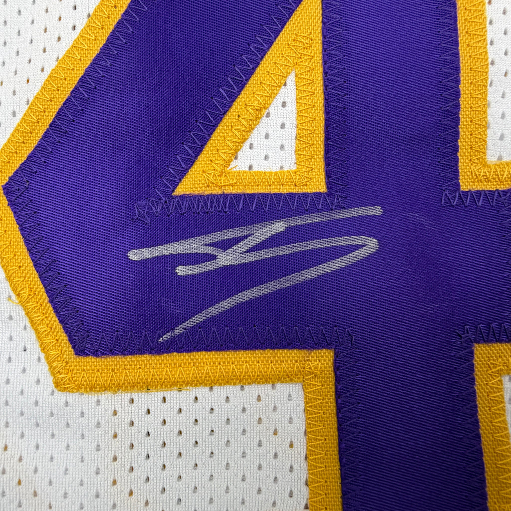 Autographed/Signed Shaquille Shaq O'Neal Los Angeles LA White Basketball Jersey Beckett BAS COA