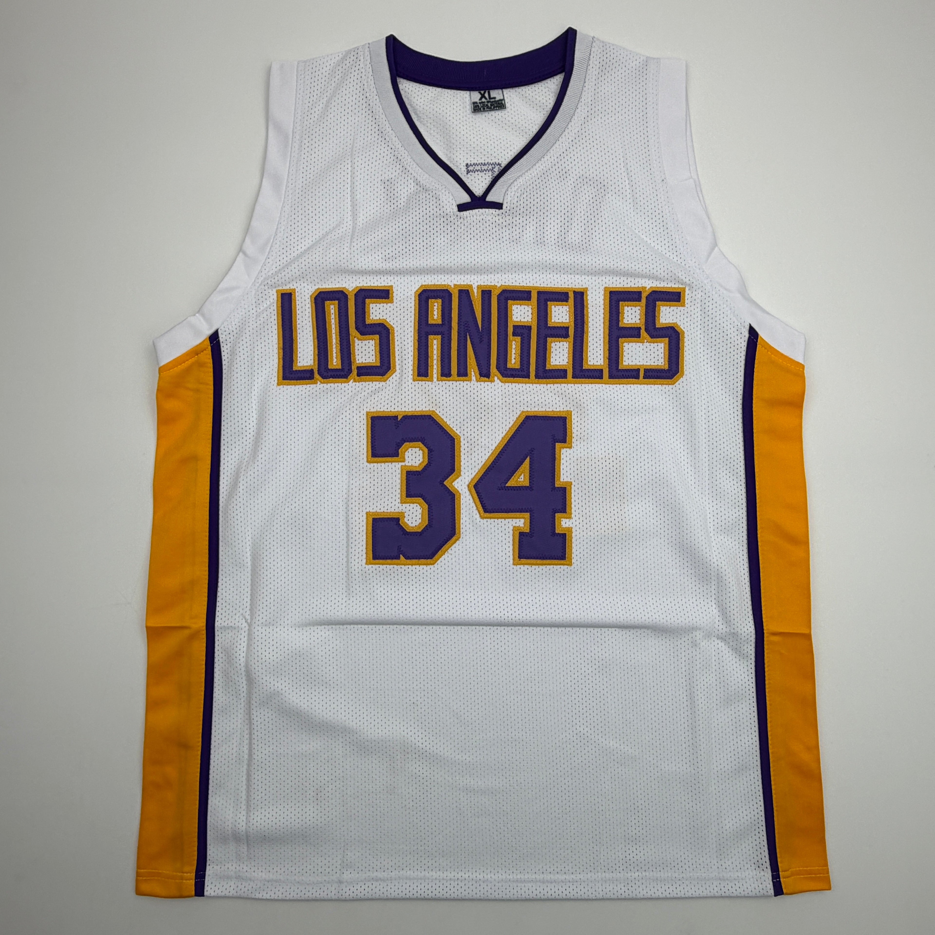Autographed/Signed Shaquille Shaq O'Neal Los Angeles LA White Basketball Jersey Beckett BAS COA