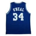 Autographed/Signed Shaquille Shaq O'Neal Los Angeles LA Retro Blue Basketball Jersey Beckett BAS COA