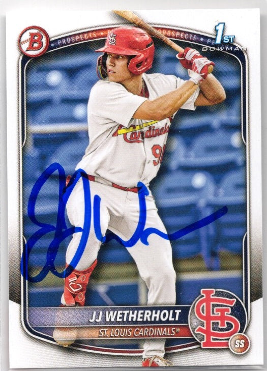 2025 Topps Bowman JJ Wetherholt #BP22 Auto St Louis Cardinals Rookie RC Baseball Card